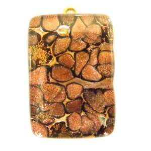  Copper Gold Venetian Murano Glass Pendant: Jewelry