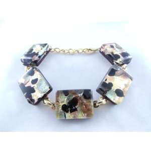  Bronze Black Gold Murano Glass Venetian Bracelet Jewelry Jewelry