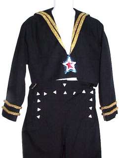RARE! MENS DANCER SAILOR NAVY OUTFIT SEQUINED MUSICAL  