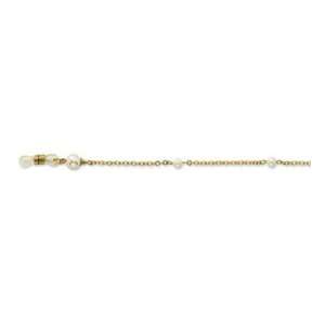 Cultura Glass Pearl Eyeglass Holder Gold tone Necklace   30 Inch Chain 