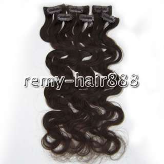 20Wavy Clips in human hair extension 6pcs set #02,36g  