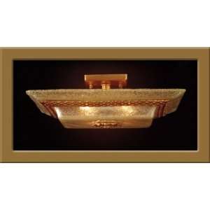   Quadrado Gold Leaf Venetian Glass Flush 4 light Chandelier $0 Shipping