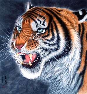   Hand painted Oriental Asia Chinese watercolor Painting *Tiger*  