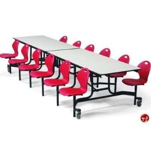  Mobile Folding Cafeteria Table with Chairs, 12 Seats