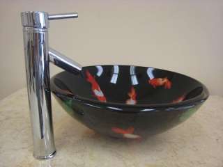 Bathroom Glass Vessel Sink & Chrome Faucet Combo  