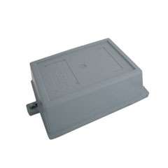 Polyethylene, Water Resistant Box for indoor or outdoor use.