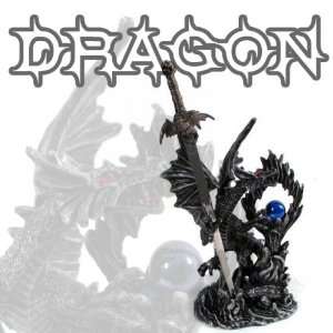  Medieval Black Dragon Orb Dagger Statue Dagger Stand 