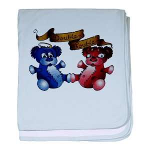  Baby Blanket Sky Blue Double Trouble Bears Angel and Devil 