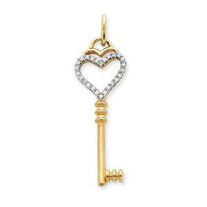 Shadow Heart, Diamond Key Pendant in 14 Karat Gold