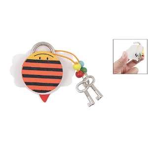  Amico Two Keys + Compact Wooden Cartoon Padlock Bee Lock 