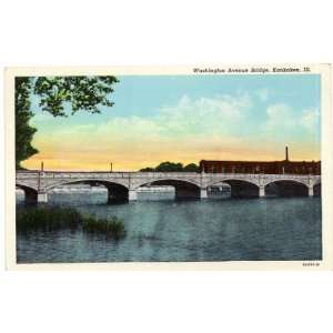 1940s Vintage Postcard   Washington Avenue Bridge   Kankakee Illinois