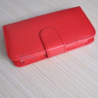 Red WALLET LEATHER CASE COVER SKIN FOR IPHONE 4 4G  