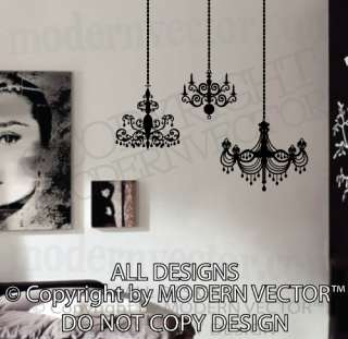 Chandelier Vinyl Wall Decal Graphics 3 CHANDELIERS Art Home Decor 