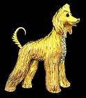 vtg jomaz afghan hound dog rhinestone figural pin brooch returns