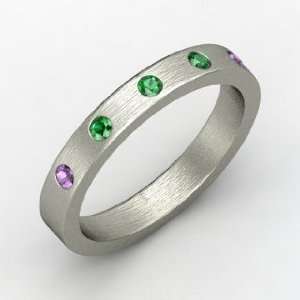  Anahit Band, Round Emerald Sterling Silver Ring with 