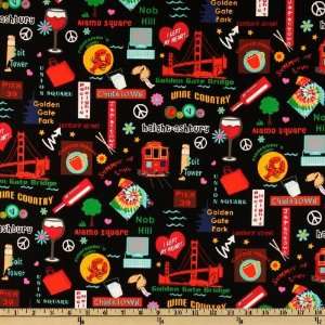   Francisco Landmarks Black Fabric By The Yard: Arts, Crafts & Sewing