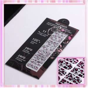 LY New Noble Silver Base Pink Leopard Pattern Metal Nail Decals Foil 