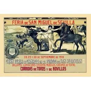  Sevilla Feria de San Miguel   12x18 Framed Print in Black 