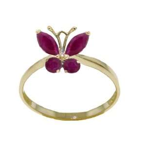  14k Solid Gold Ruby Butterfly Ring   Size 7.0 Jewelry