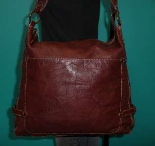 Vintage J. Jill Large Brown Leather Hobo Tote Purse Shoulder Bag Boho 