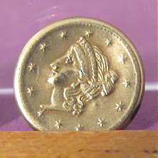 Vintage Gilt Brass Liberty Head Gold Quarter Dollar Coin LIKE 