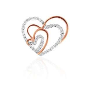   Pave Cubic Zircoina (CZ) Prong Set Pink Heart Charm Pendant: Jewelry