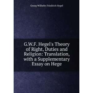   Essay on Hege Georg Wilhelm Friedrich Hegel  Books