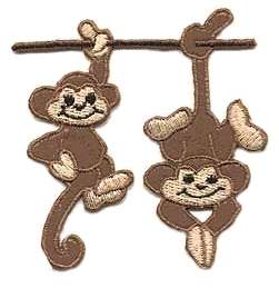 Monkeys 2 Swinging Embroidered Iron On Applique 900533  