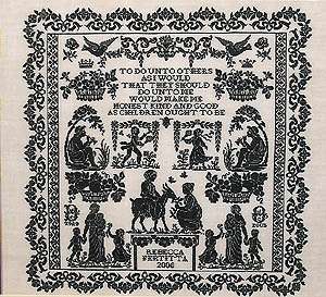   Kind And Good Cross Stitch Sampler One Color Victorian Rosenstand Look