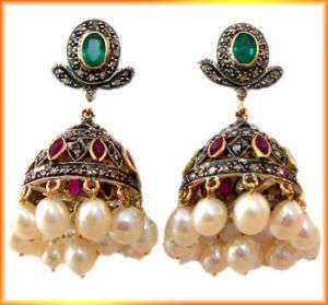 Victorian 2.55ct Rose Cut Diamond, Gemstone Earrings  
