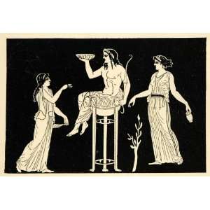  1890 Wood Engraving Apollo Vase Painting Laurel Greek Mythology 