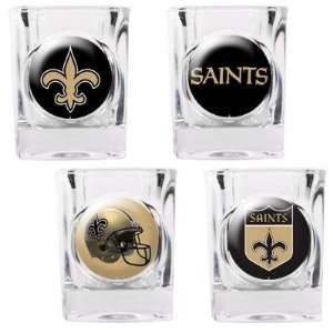 New Orleans Saints   4 Piece Square Shot Glass Set w/Individual Logos