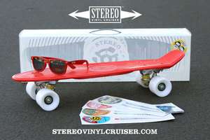   Vinyl Cruiser Banana Board Skateboard Mini Crusier with Shades Red 22