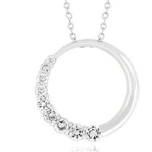    Michele Mies Silvertone Cubic Zirconia Half Moon Necklace Jewelry