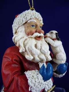 Possible Dreams   Resin Traditional Santa w Puppy Dog Ornament 