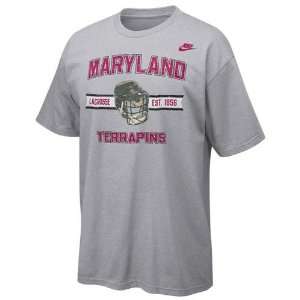 Nike Maryland Terrapins Ash Lacrosse Helmet T shirt 