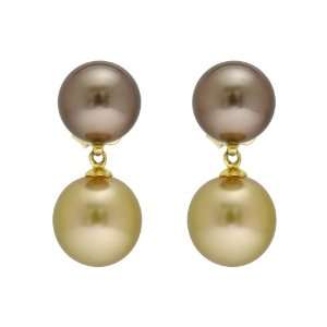   Paul Morelli Chocolate & Golden South Sea Pearl Drop Earrings: Jewelry
