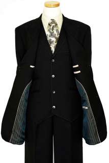   ~ BLACK WITH GREY HAND PICK STITCHING VESTED SUIT~3609~44L  