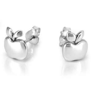  Tiny Apple Post Stud Earrings 9mm, Fashion Jewelry for Women, Teens 