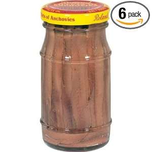 Roland Anchovy Fillets/Olv Oil Jars, 4.2 Ounce Glass bottle(Pack of 6 