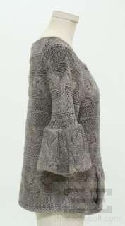 Piazza Sempione Gray Alpaca & Wool Short Sleeve Cardigan Sweater Size 