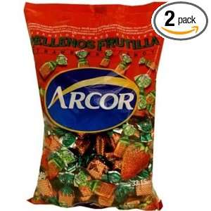 Arcor Juice Filled Strawberry Hard Kosher Candy 2 Packs:  