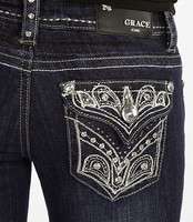 Grace in L.A. Jeans, Rhinestone Embellished Bootcut Flap Pocket Jeans 
