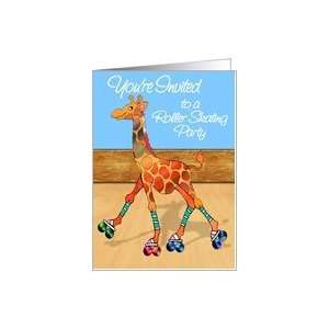  Giraffe at Roller Skating Rink Invitation Card Toys 