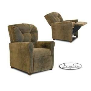   10148 Four Button Distressed Brown Bomber Leather Like Kids Recliner