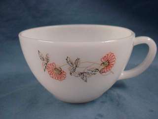 Fire King Cup Mug White with Pink Flowers Oven Ware  