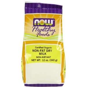  NOW Foods Organic Non Fat Dry Milk, 12 oz (Quantity of 4 