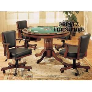   Solid Oak Poker/Pool/Dining Table Set w 4 Chairs
