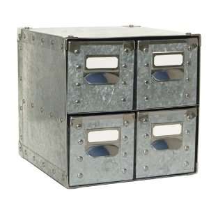  4 Drawer Storage Bin Silver Galvanized Metal by Organize 