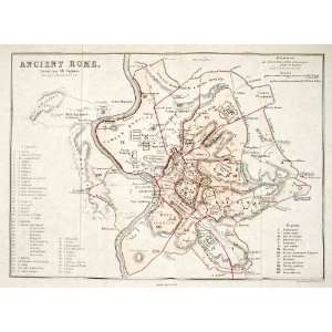  1877 Photolithographed Map Ancient Rome City Regions Urban 